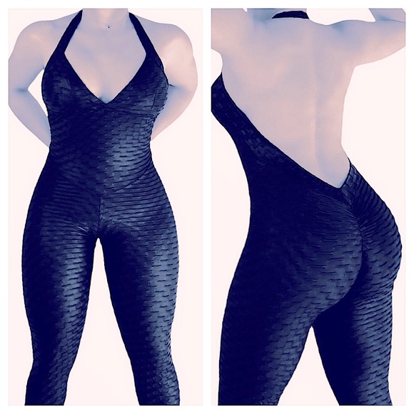 MADE IN BRAZIL- SEXY ONE PIECE CONVERTIBLE BLACK WORKOUT JUMPSUIT, ONE SIZE - Picture 7 of 7